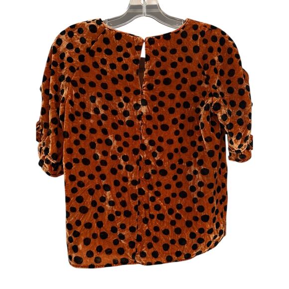 Madewell Burnt Orange Velvet Animal Print Polka Dot Ruffle Sleeve Blouse XXS - Picture 7 of 7